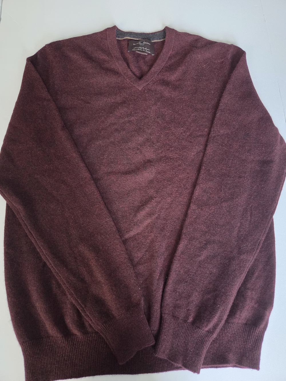 Black Brown 1826 Men 100% 2 ply Cashmere Sweater Burgundy